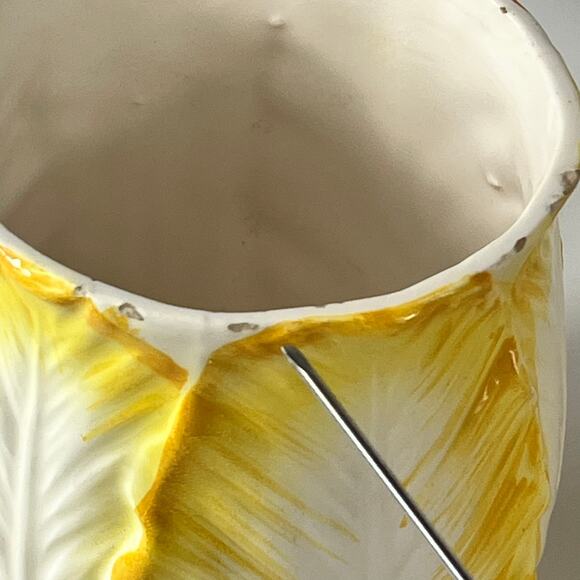 Set 4 Lefton China Yellow Cabbage Rose Coffee Mugs Retired Vtg Rare POOR 7057 - Picture 12 of 16